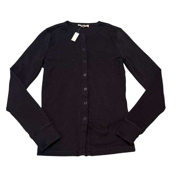 Madewell Black Ribbed Button Front Cardigan Sweater XXS NWT - Picture 2 of 6